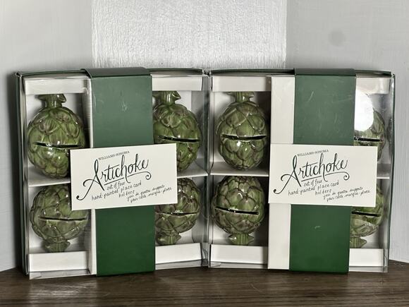 Williams-Sonoma Other - NEW Williams Sonoma Artichoke Hand Painted 2 Sets Of 4 Place Card Holders